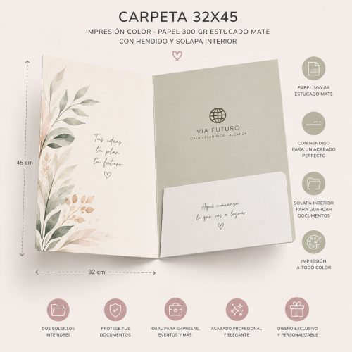 Carpeta 32x45 abierta con solapa interior